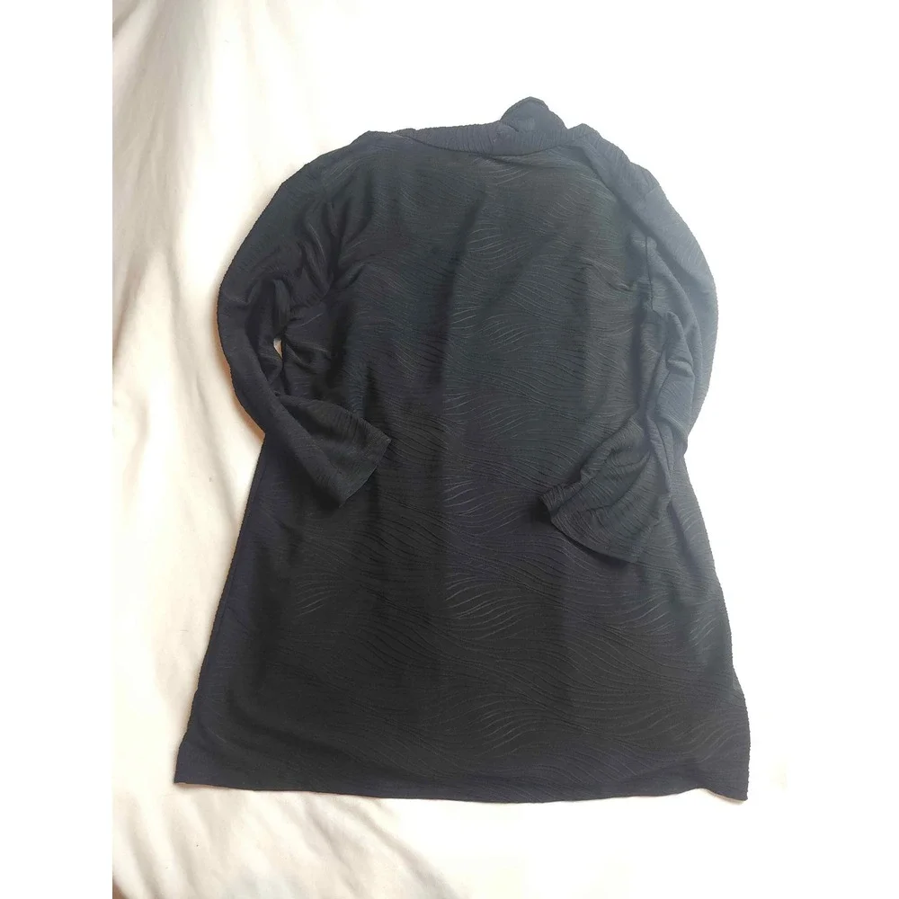 Croft & Barrow Womens Black Textured Wave Open Front Cardigan Jacket Size M